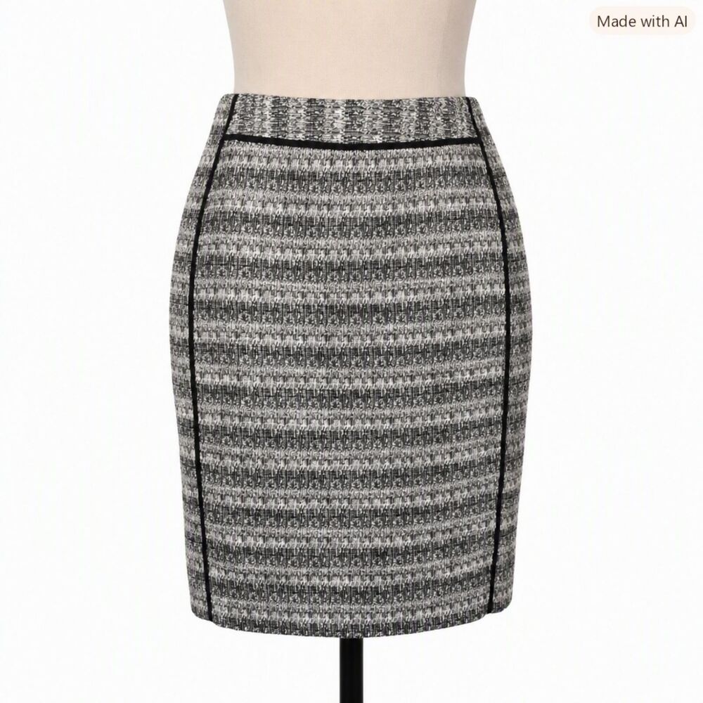 Liz Claiborne Black White Tweed Textured Pencil Skirt Office Size 10